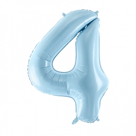 PartyDeco Fóliový balón Číslo 4 svetlomodrý 86cm {PRODUCT_REFERENCE}-1