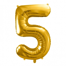 PartyDeco Fóliový balón Číslo 5 zlatý 86cm {PRODUCT_REFERENCE}-1