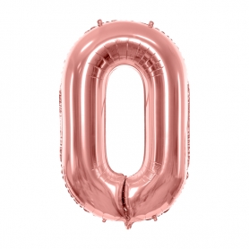 PartyDeco Fóliový balón Číslo 0 ružové zlato 86cm {PRODUCT_REFERENCE}-1
