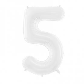 PartyDeco Fóliový balón Číslo 5 biely 86cm {PRODUCT_REFERENCE}-1