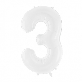 PartyDeco Fóliový balón Číslo 3 biely 86cm {PRODUCT_REFERENCE}-1