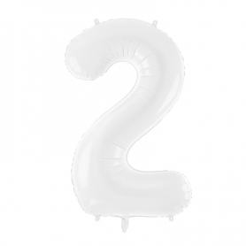 PartyDeco Fóliový balón Číslo 2 biely 86cm {PRODUCT_REFERENCE}-1