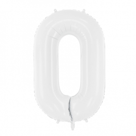 PartyDeco Fóliový balón Číslo 0 biely 86cm {PRODUCT_REFERENCE}-1