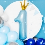 PartyDeco Fóliový balón Číslo 1 s korunkou bledo modrý 100cm {PRODUCT_REFERENCE}-2