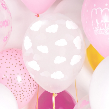 PartyDeco Balóny Biele obláčiky 30cm 6ks {PRODUCT_REFERENCE}-1