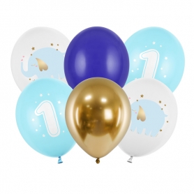 PartyDeco Balóny One Modrý mix 30cm 6ks {PRODUCT_REFERENCE}-1