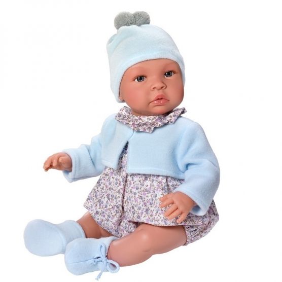 Asi Bábika bábätko Leo 46cm, v kvetinovom overale s modrou čiapkou {PRODUCT_REFERENCE}-1