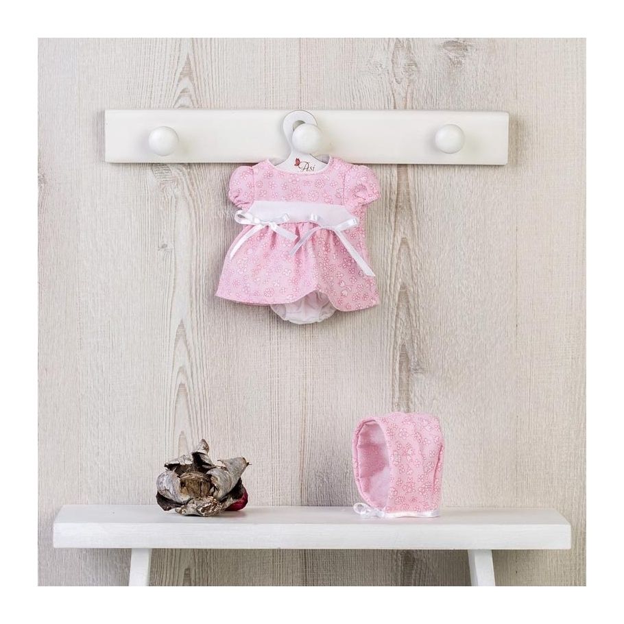 Asi Ružové šaty s čapicou pre bábätko Gordi 28cm {PRODUCT_REFERENCE}-1