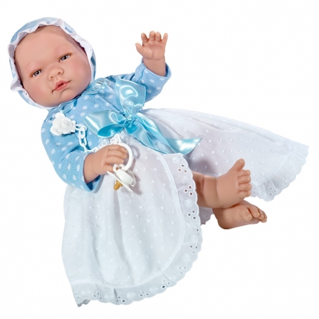 Asi Realistické bábätko Pablo 43cm, v dlhých modrých šatách {PRODUCT_REFERENCE}-1